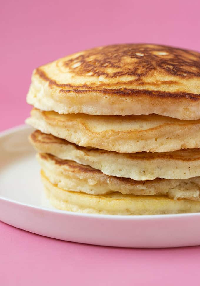 A stack of homemade American-style Pancakes