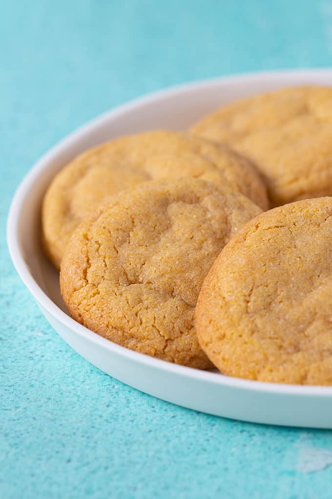 Close up of a plate of homemade Cornmeal Cookies