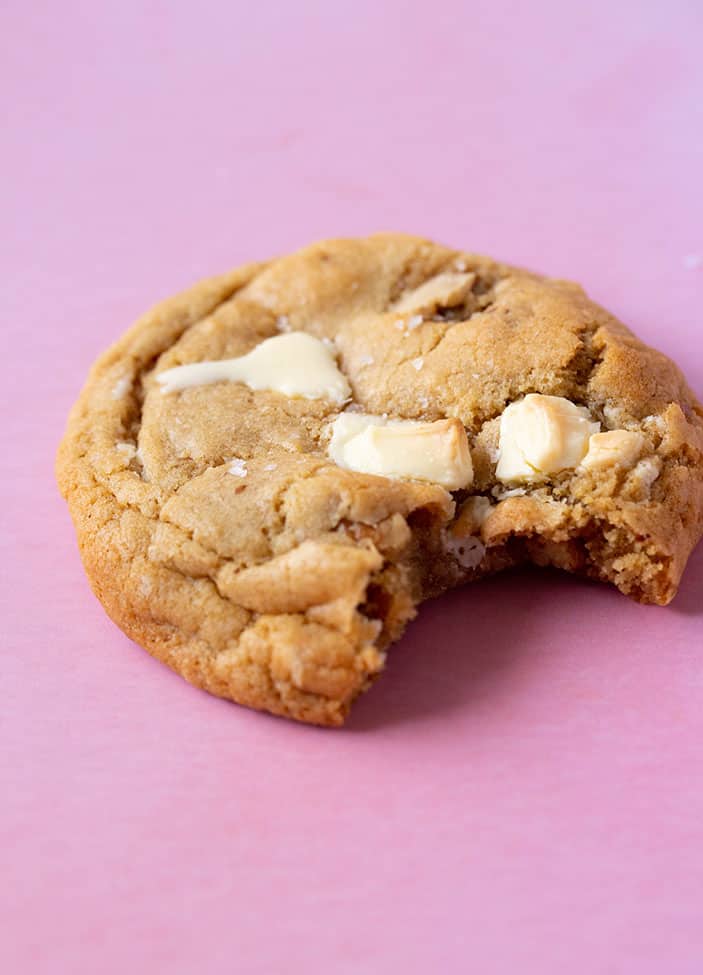 Close up of a Maple Cookie with a bite taken out of it