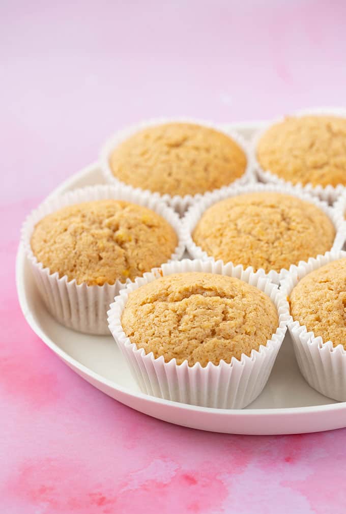 A plate of Banana Cupcakes ready to be frosted