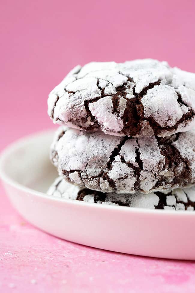 A stack of chocolate Christmas cookies