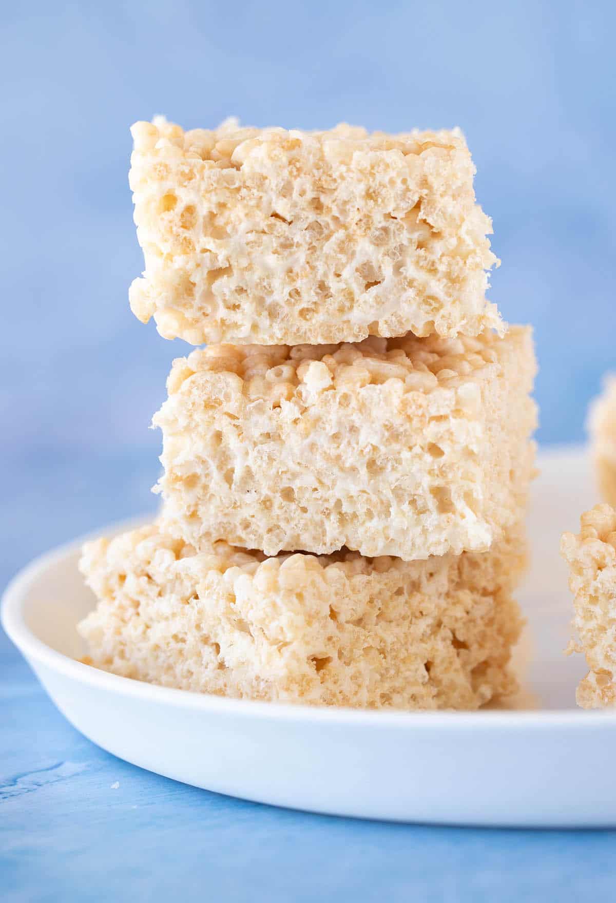 A tall stack of homemade Rice Krispie Squares