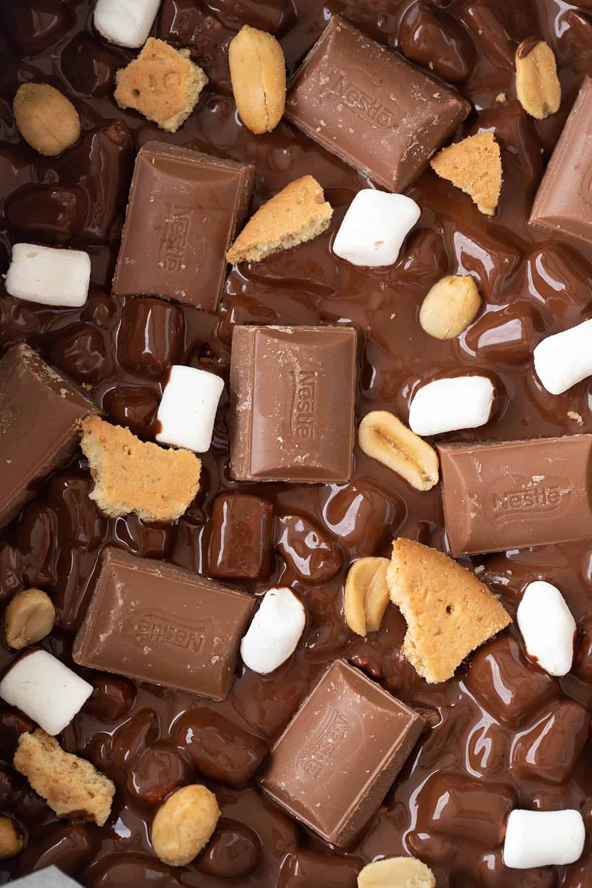 Close up shot of a delicious Smores rocky toad slice. 