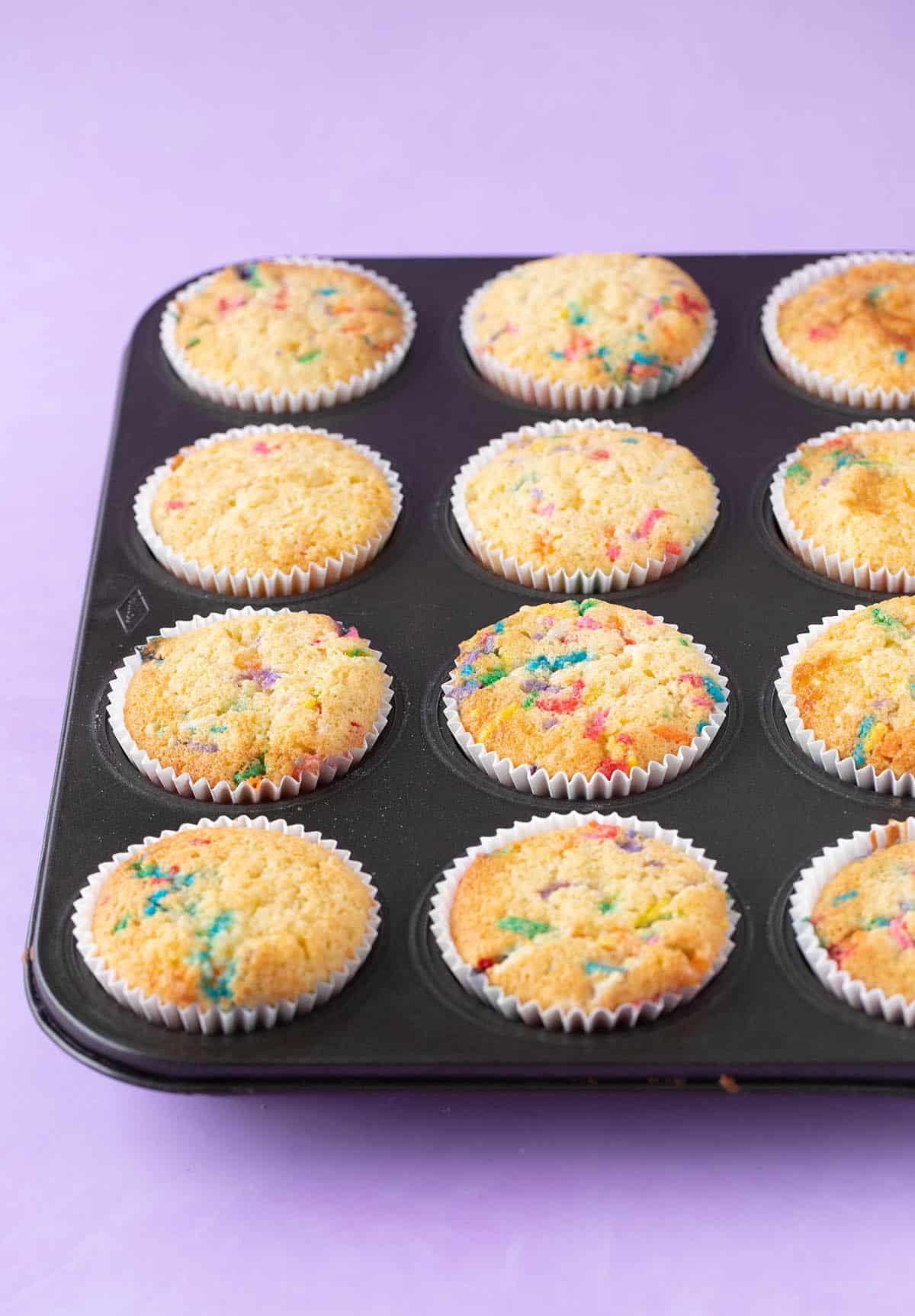 Perfect Funfetti cupcakes fresh out of the oven. 