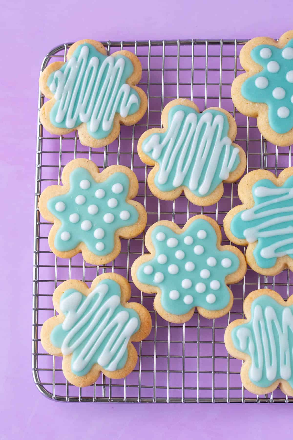 Pretty Sugar Cookies decorated with a tiffany blue sugar glaze.
