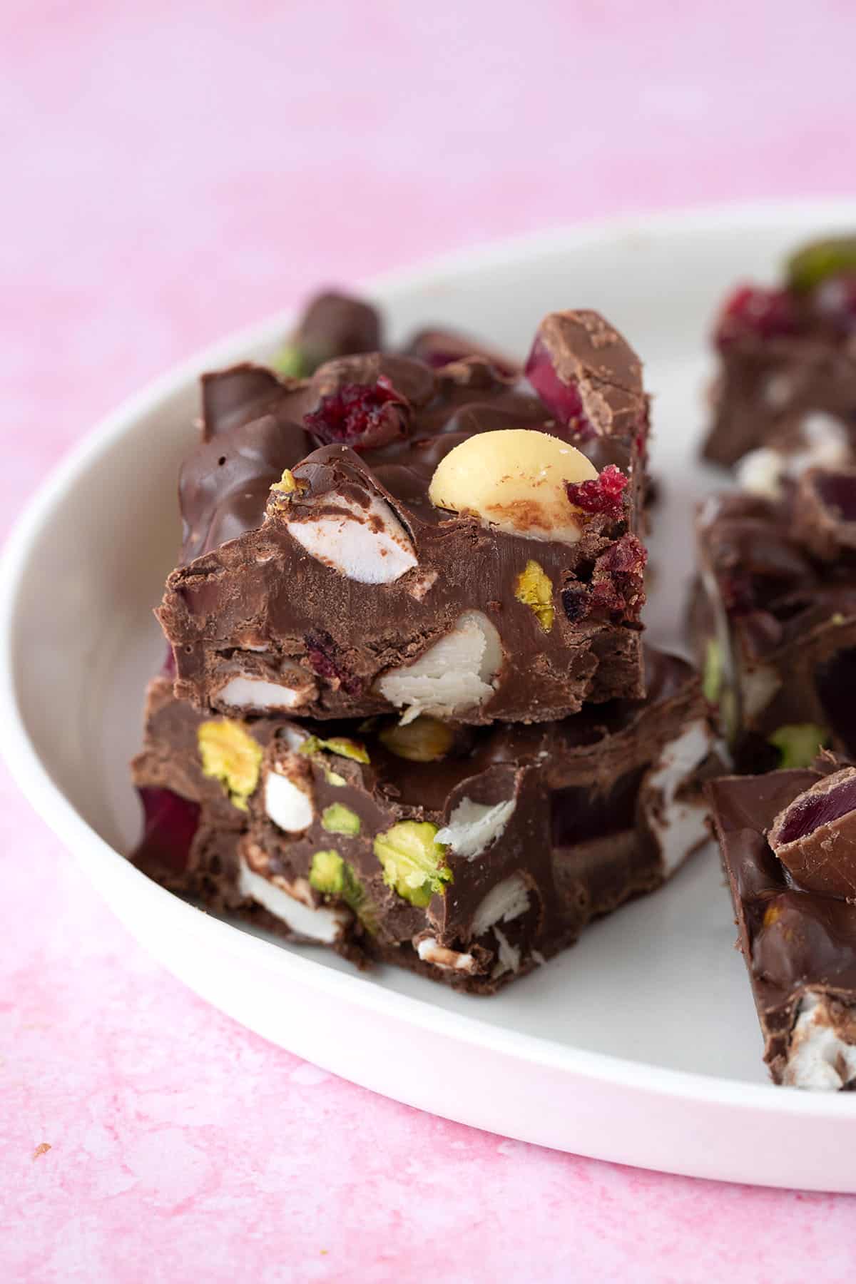 A plate of beautiful Christmas Rocky Road.