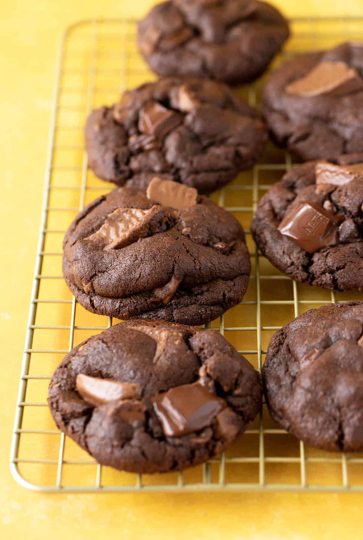 Beautiful chocolate cookies filled with gooey chunks of chocolate.