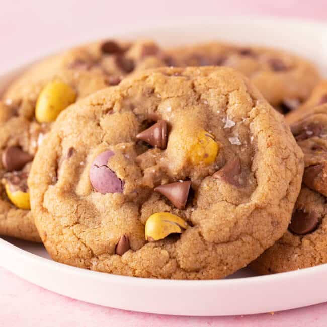 A plate of homemade Mini Egg Cookies.