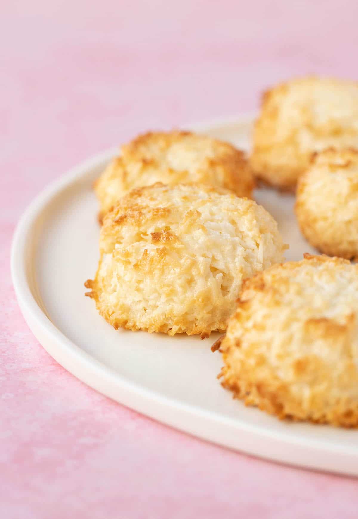 A plate of Classic Coconut Macaroons fresh from the oven.