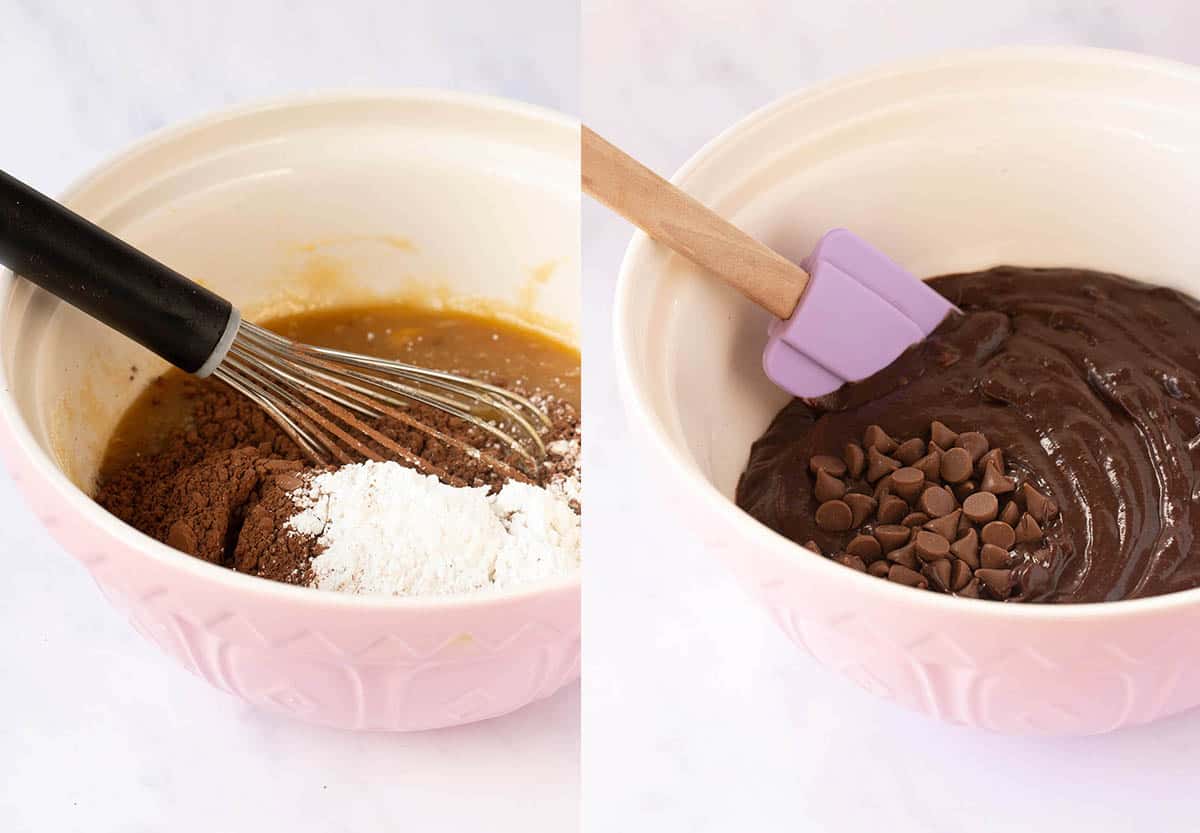 Photo tutorial showing how to make gluten free brownie batter.