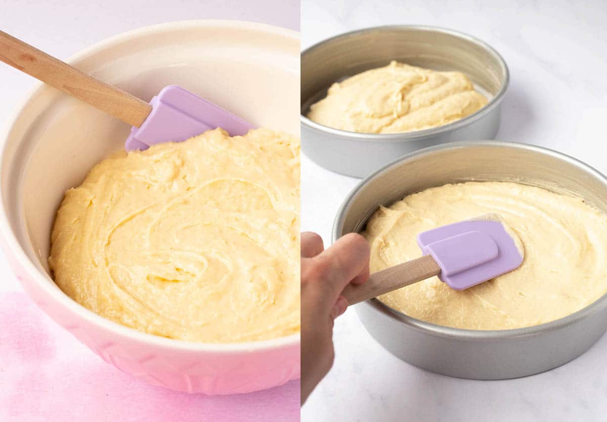 Step by step photos showing how to make Lemon Cake batter from scratch.