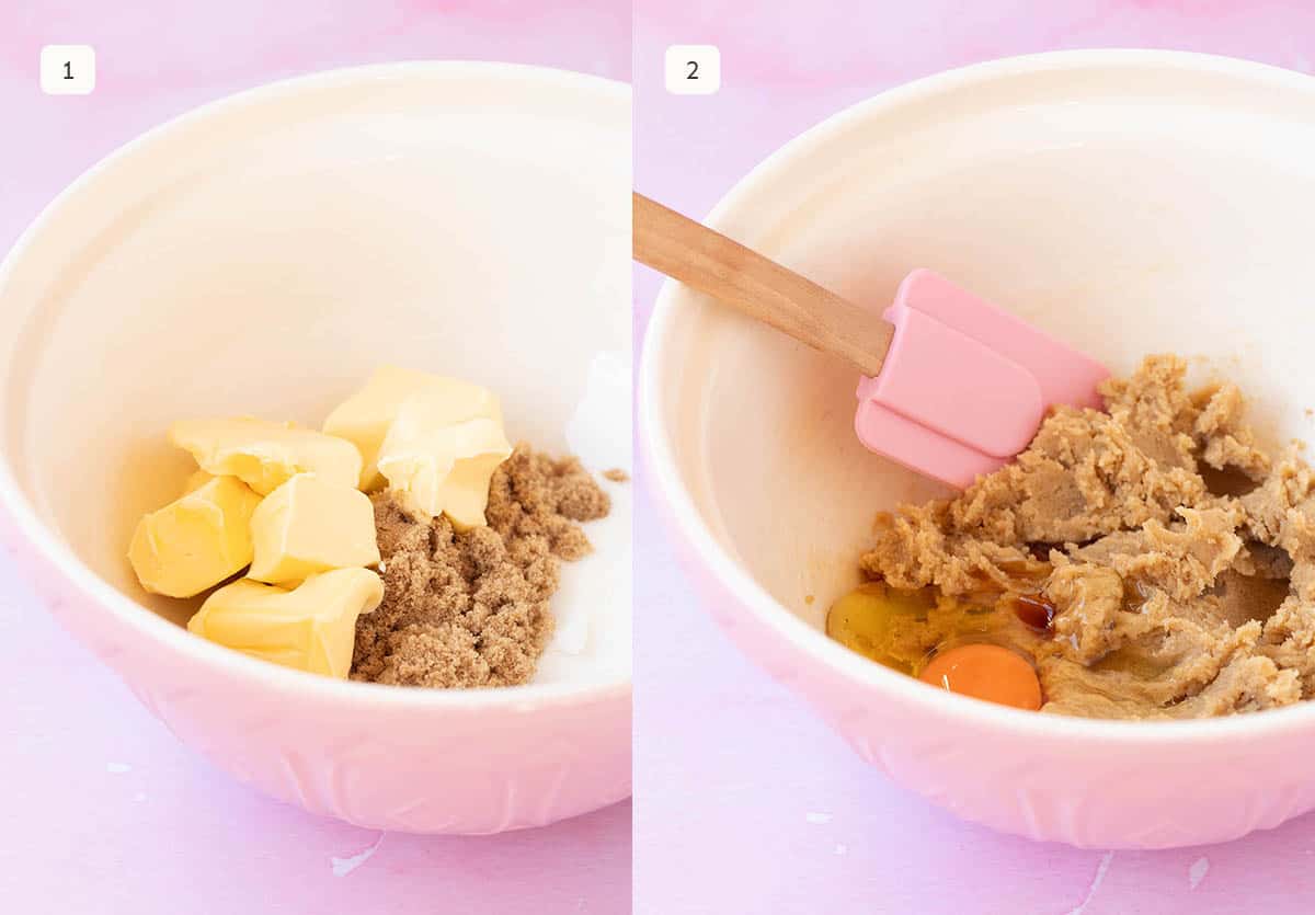 Step by step photos showing how to make cornflake cookie dough from scratch. 