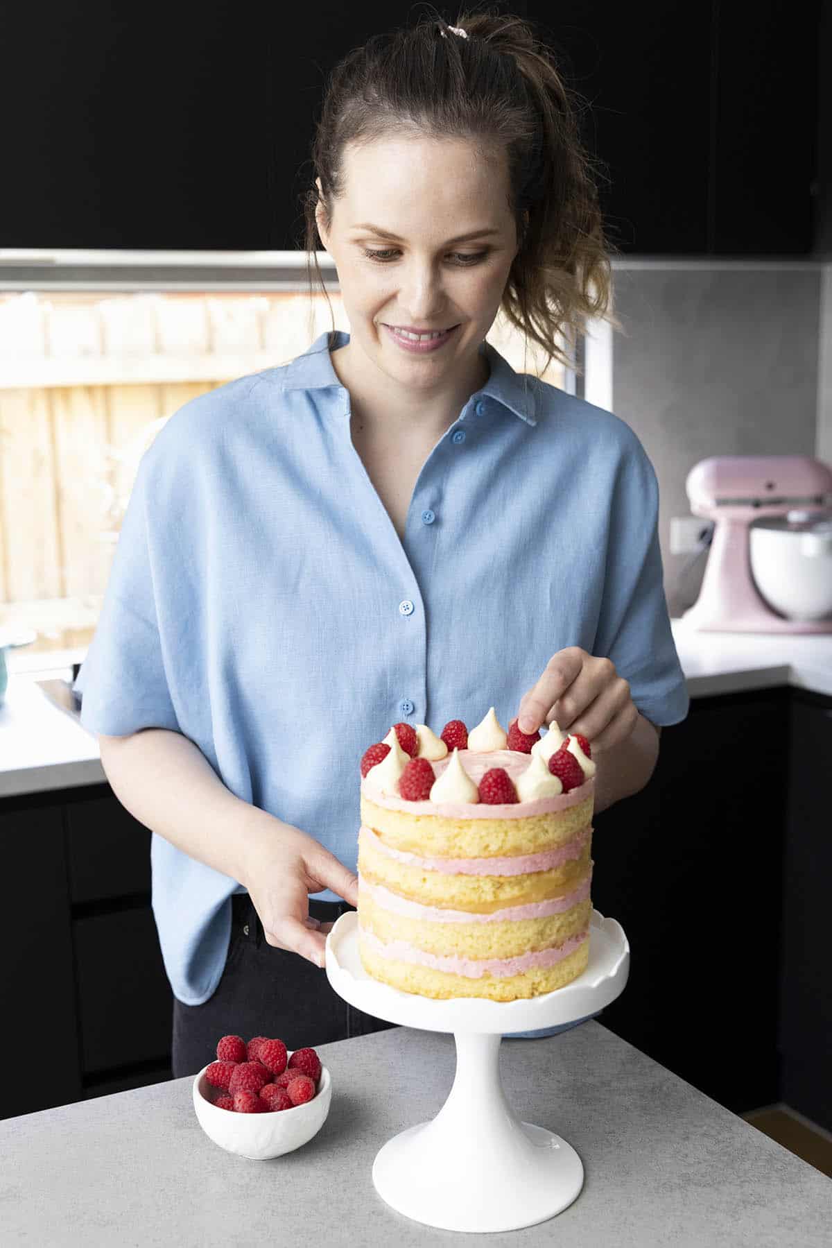 Jessica Holmes baking in her kitchen for Sweetest Menu.