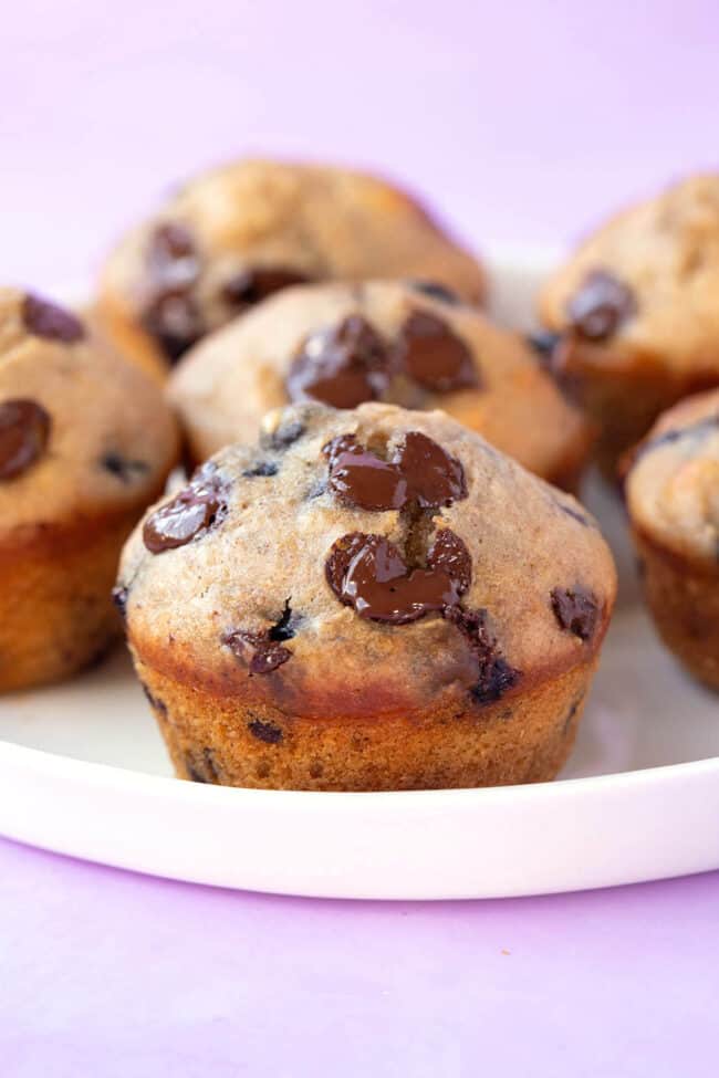 A beautiful toddler muffin on a white plate.