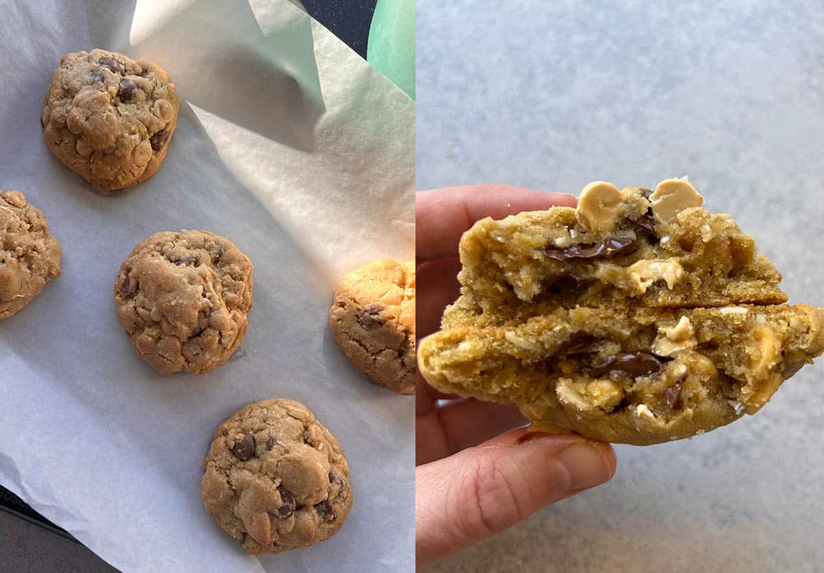Jessica Holmes' attempts at making a caramel coconut cookie during the recipe testing process.
