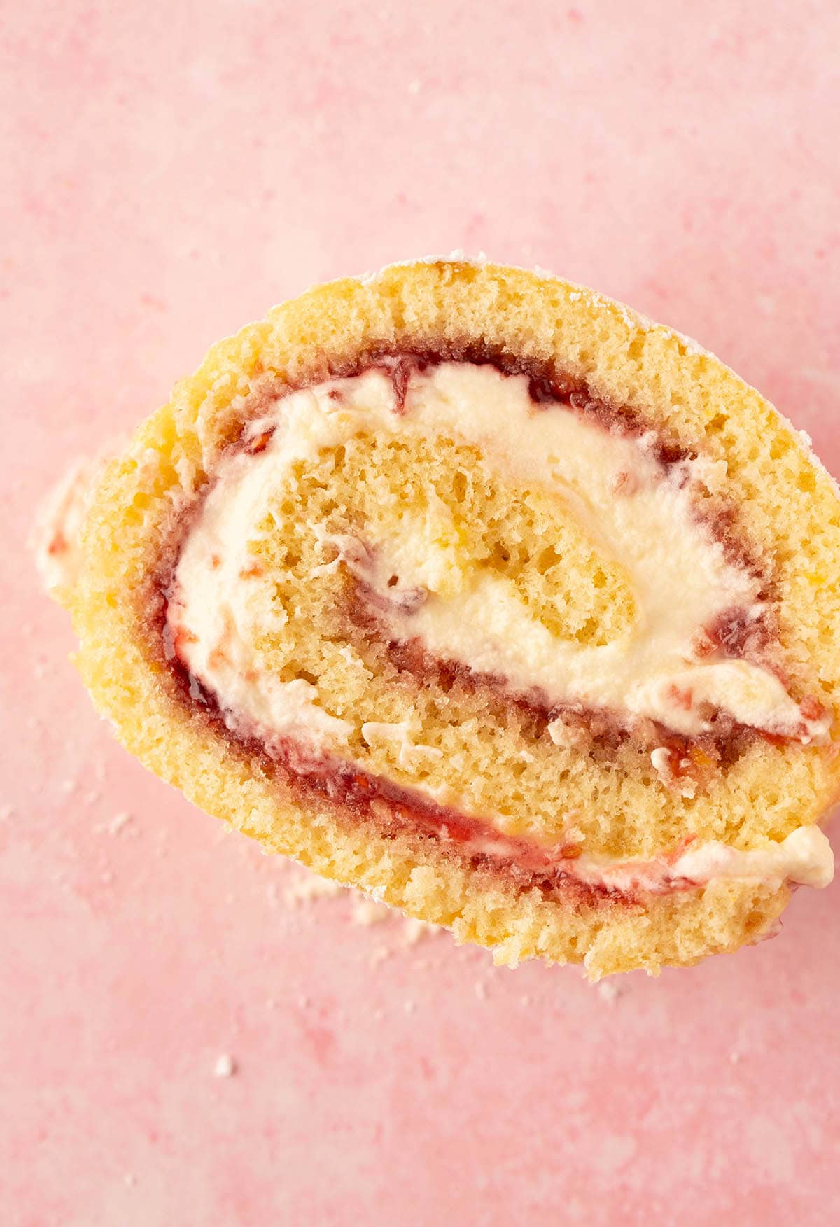 Close up of a beautiful swirled cake roll. 