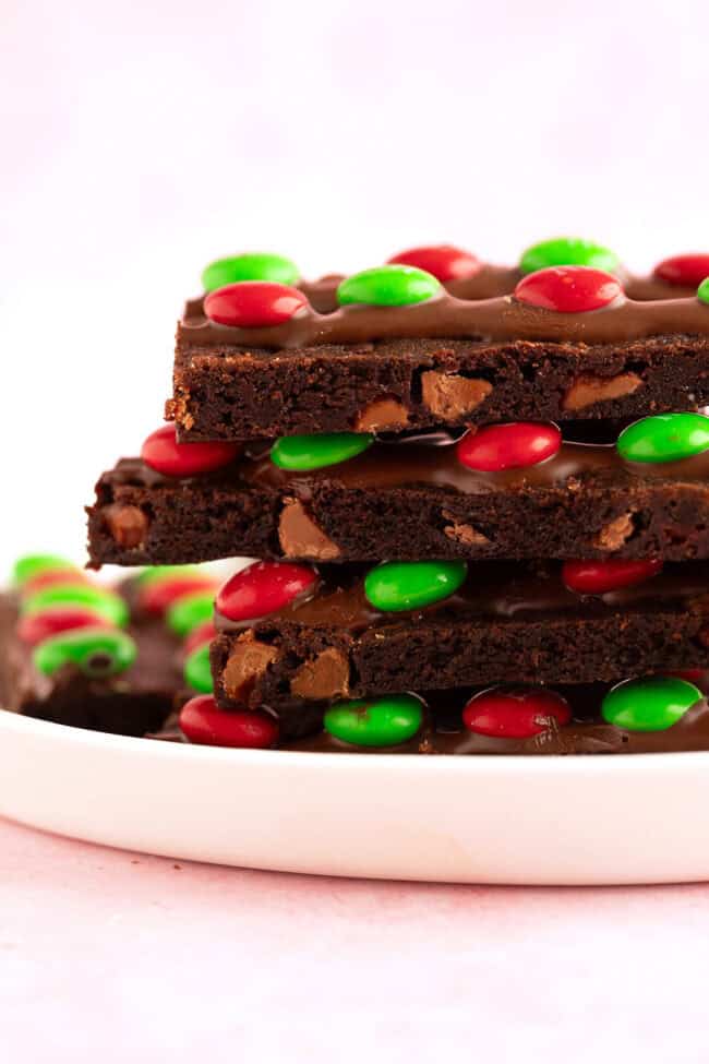 A stack of homemade brownie brittle