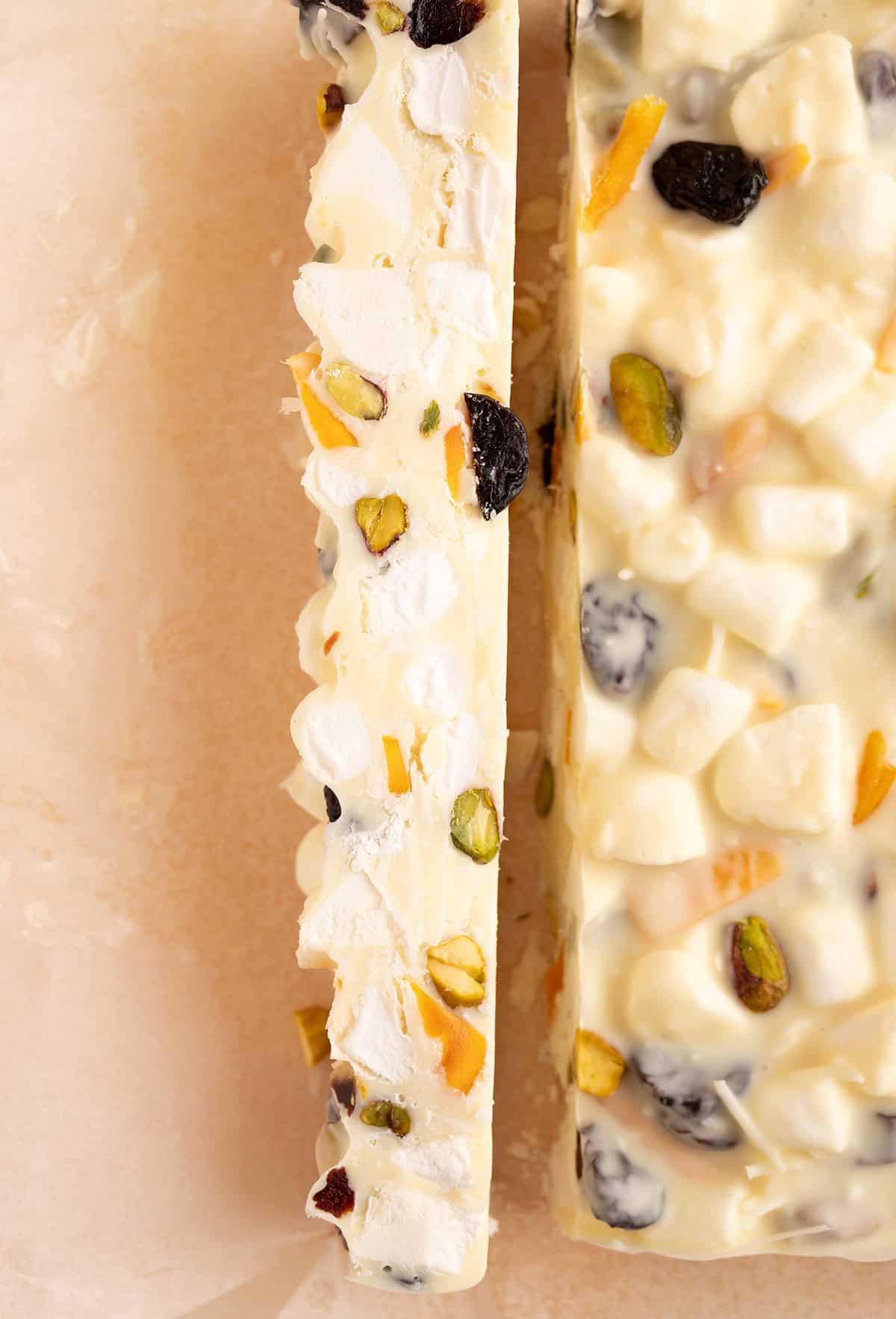 Close up of homemade Pavlova Rocky Road