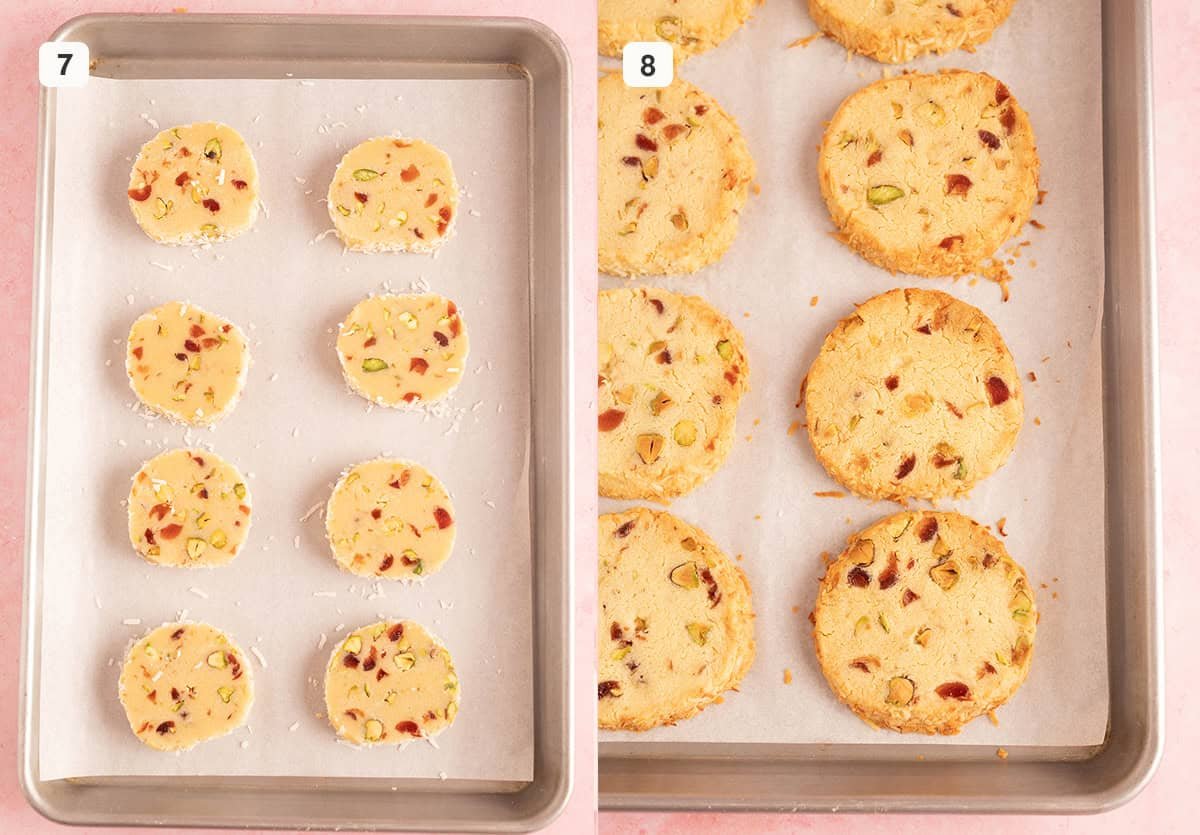 Santa Whisker's Cookies before and after they have been baked. 