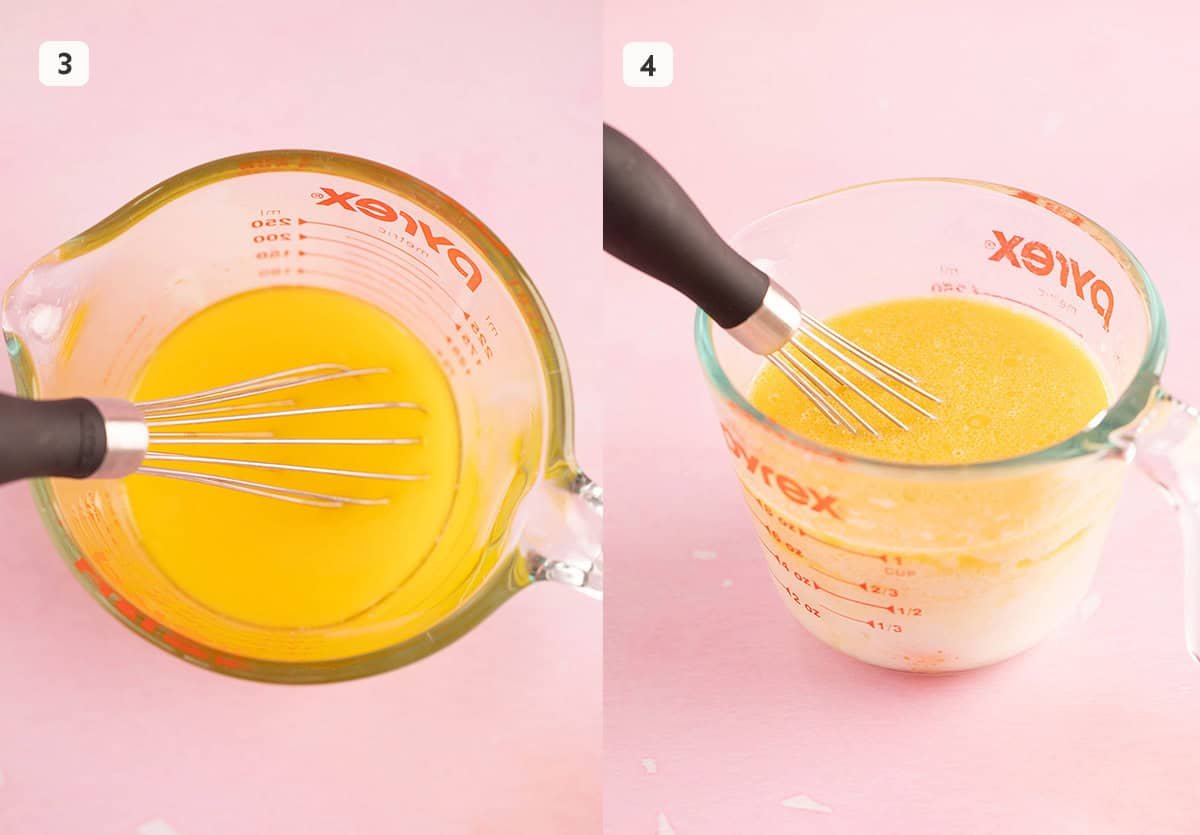 A glass jar with melted butter.