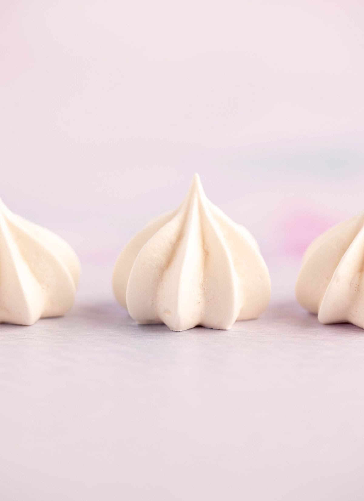 Close up of a gorgeous mini meringue kiss
