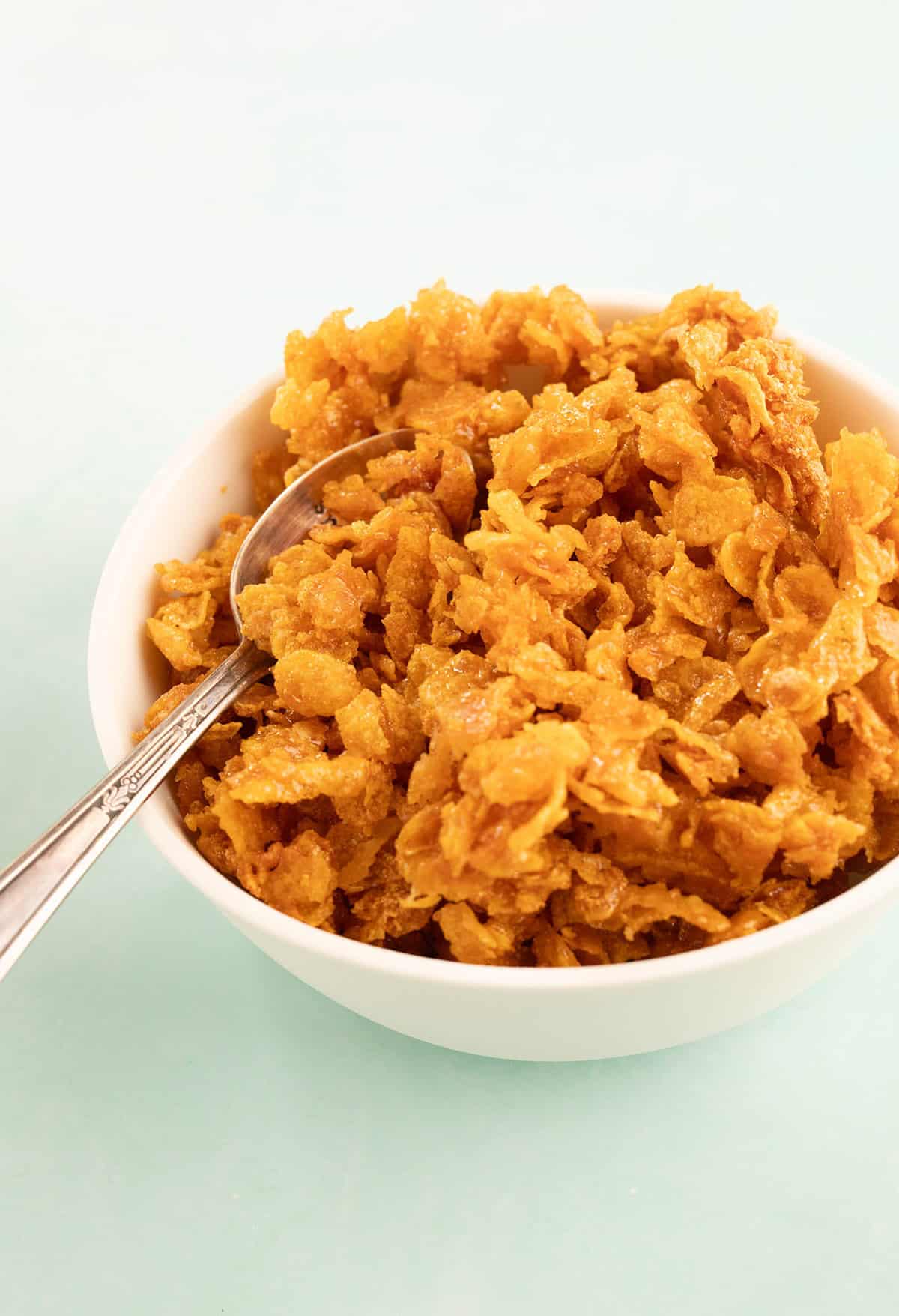 A bowl full of caramelised Cornflakes
