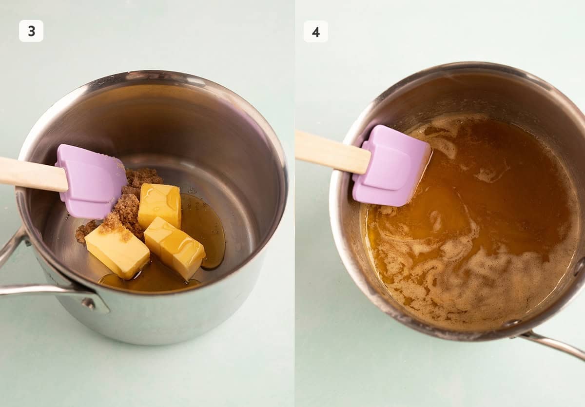 A saucepan showing how to make bubbly caramel from scratch.