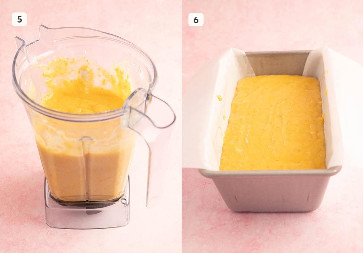 Whole orange cake batter ready for the oven.