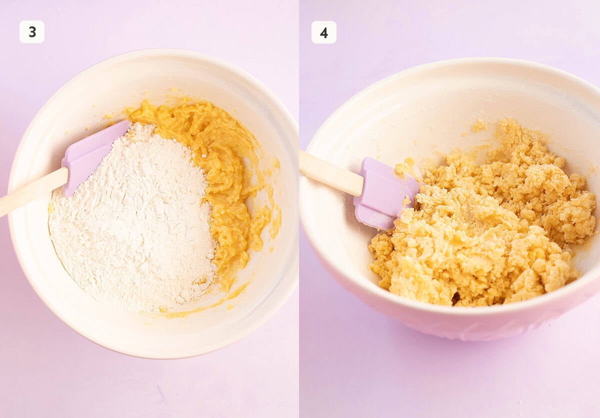 Step by step photos showing how to make cookie dough.