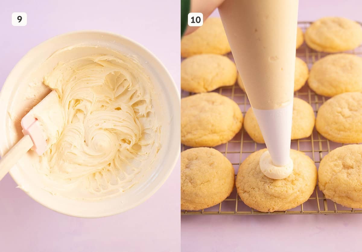 Showing how to frost cookies using a piping bag.